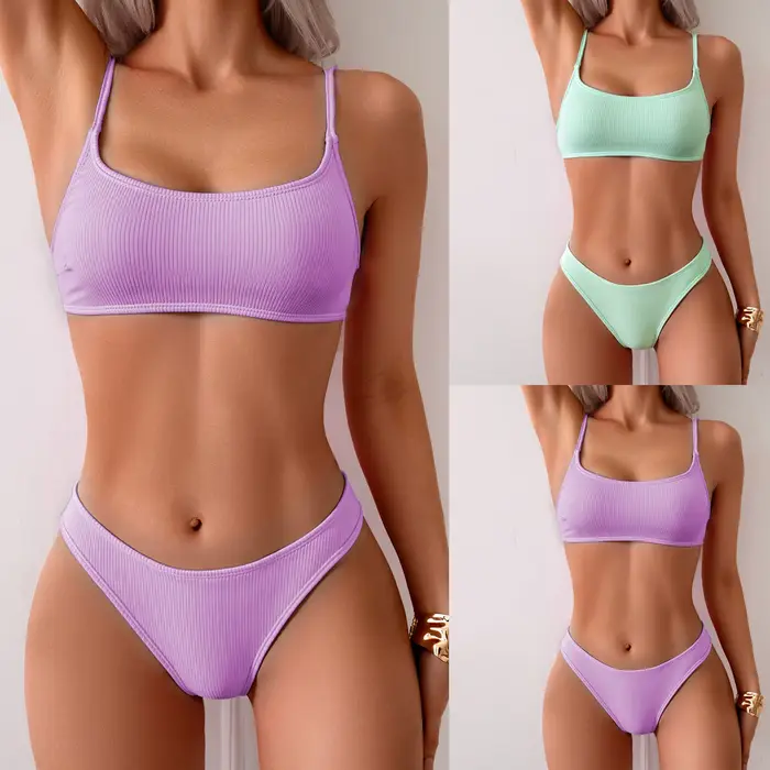 Maillot de bain deux pièces à taille basse pour femmes, ensemble deux pièces en dentelle, maillot de
