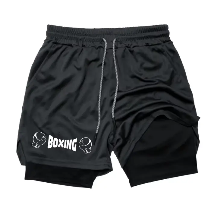 Short de boxe d'été 2 en 1 pour hommes