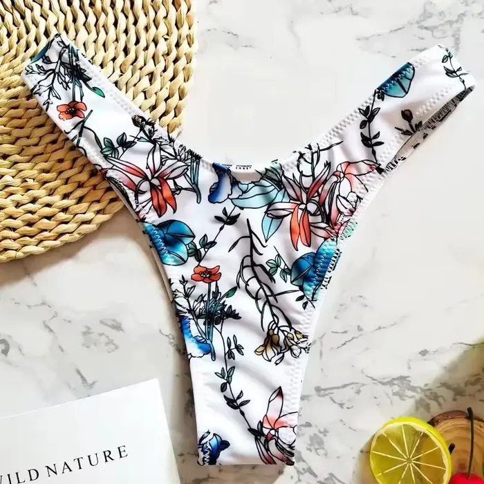 Sexy V Cheeky femmes Bikini string bas brésilien Semi maillots de bain maillots de bain bain fleur i