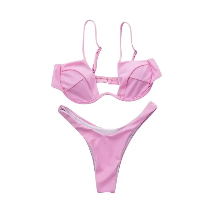 Maillot de bain sexy pour femme, ensemble deux pièces, couleur unie, push-up, style bandeau Y2K, maillot de bain pour femme