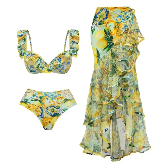 Nouvelle Collection de la Saison : Maillot de Bain Bikini Imprimé Citron
