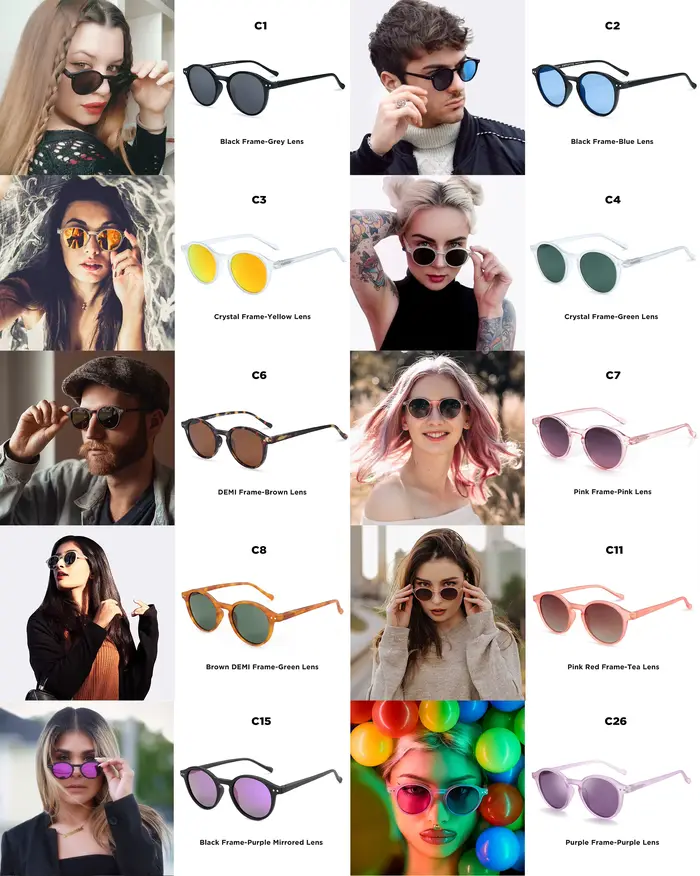 ZENOTTIC (Taille S) Lunettes de soleil polarisées circulaires rétro 2026 2025 Hommes Femmes Vintage Petites
