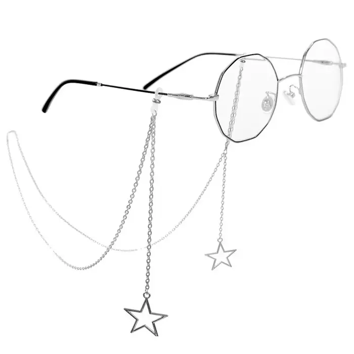 JOHollow Star Lunettes de soleil perlées pour femmes, lunettes de lecture, lanière, porte-lunettes, 