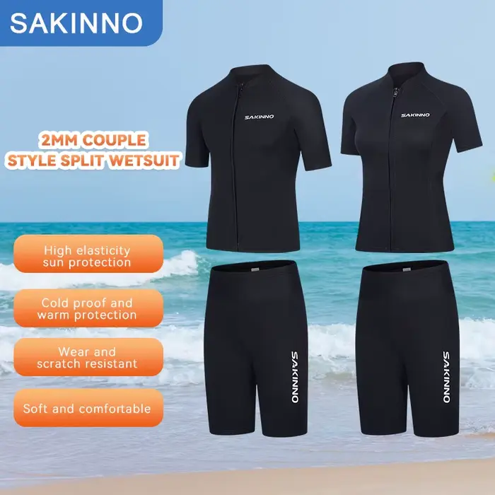 Hommes femmes 2mm néoprène Couple fendu Shorty combinaison chaude natation plongée en apnée surf combinaisons