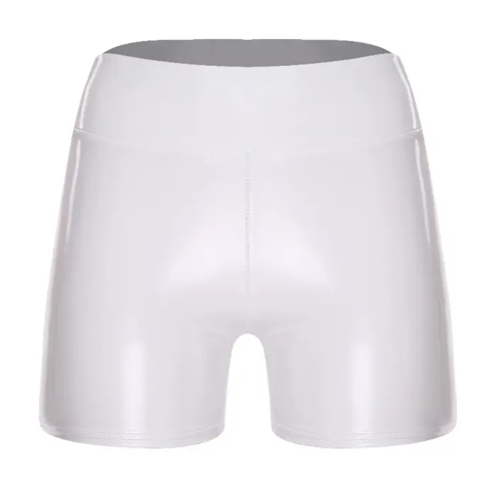 Shorts en PU effet mouillé pour femmes, vêtements de club, taille haute, extensible, skinny, short b