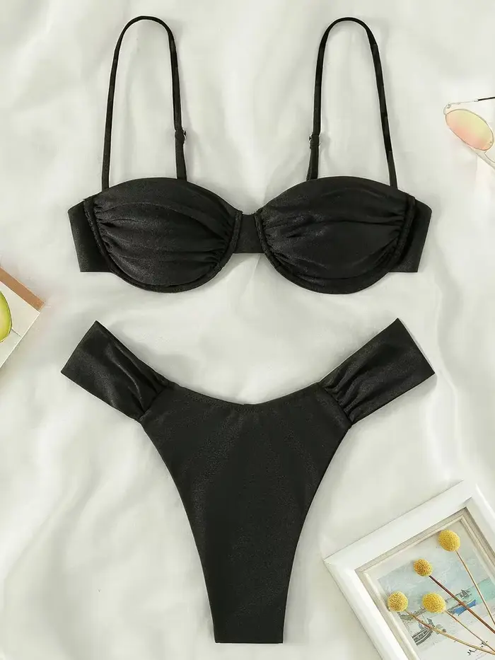 Maillot de bain brésilien pour femmes, ensemble deux pièces, bikini, triangle déformable, sexy