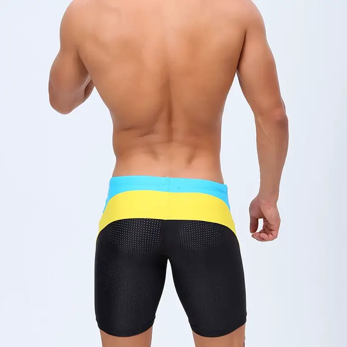 Boxer court de bain pour hommes, Sexy, en maille, pour gymnastique, course à pied, Sport, pantalons de plage, maillot de bain, Sexy, pour hommes, surf