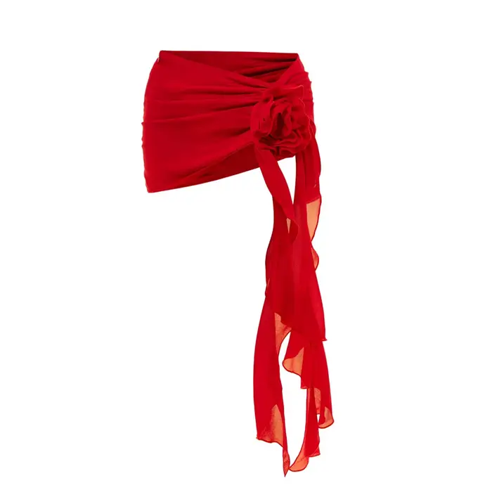 Maillot de bain 2026 Red Flower avec paréo, maillot de bain de luxe pour femme, bikini sexy ajouré, 