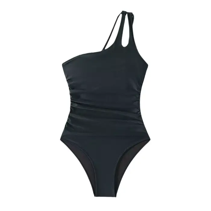 Nouveau Bikini une pièce maillot de bain femmes minceur plissé évider bandoulière corps façonnage in