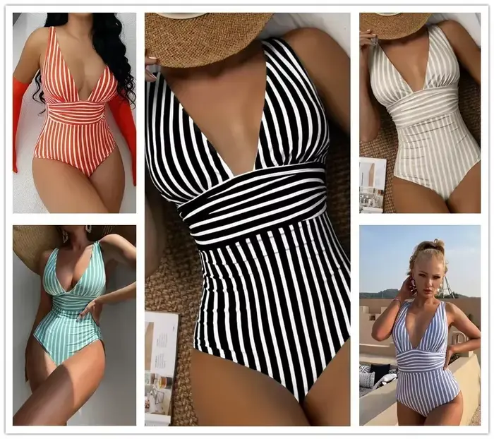 Maillot de bain une pièce rayé