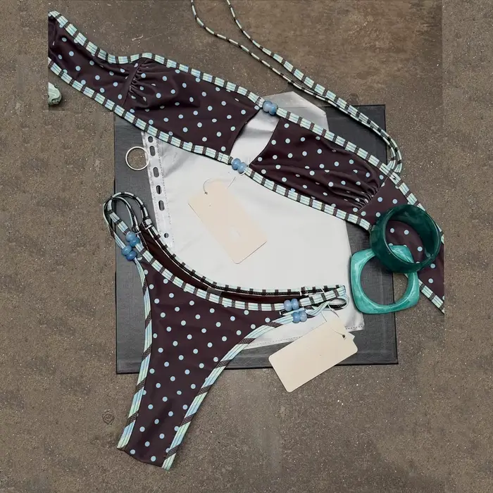 Bikinis bandeau 2026 sexy pour femme, ensemble de maillot de bain brésilien à pois, tenue de plage