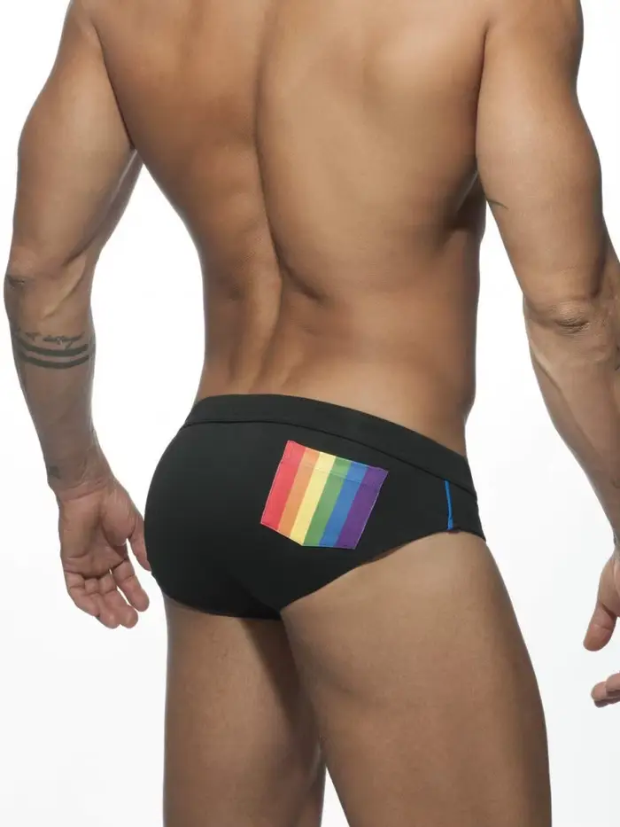 UXH chaud Sexy hommes maillot de bain push-up arc-en-ciel slips maillots de bain mâle Sexy natation 