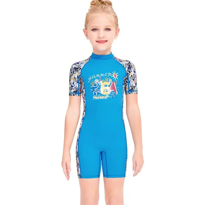 2-12 ans nouveau maillot de bain fille maillots de bain protection UV à manches longues enfants mail