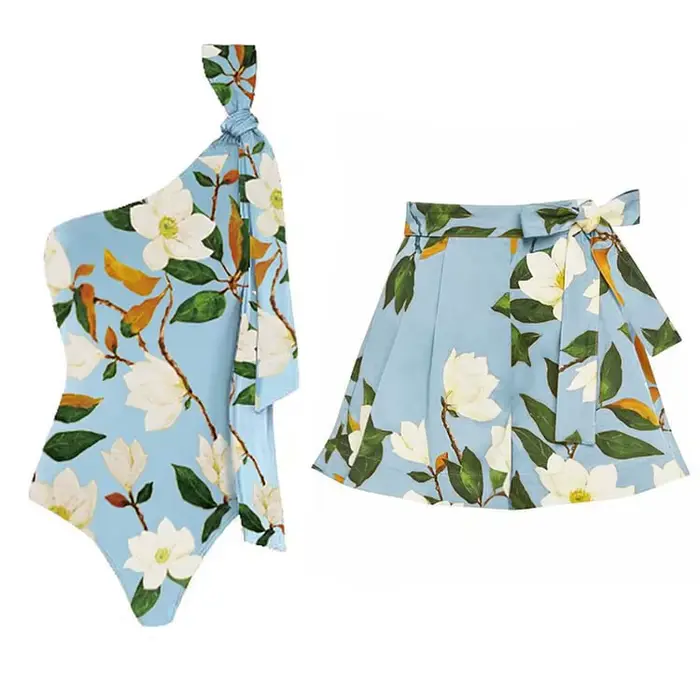 Nouveau Maillot de Bain Une Pièce Rétro Imprimé 2026 pour Femme, Coupe Slim, avec Jupe de Plage Inté