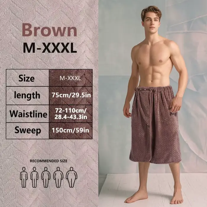 Jupe de bain pour hommes, serviette de bain, grande taille, adaptée à la maison, aux voyages, à la v