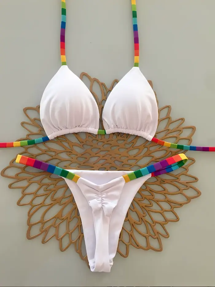Maillot de bain Trikini imprimé string 2026 rembourré pour femme, maillot de bain brésilien sexy, te
