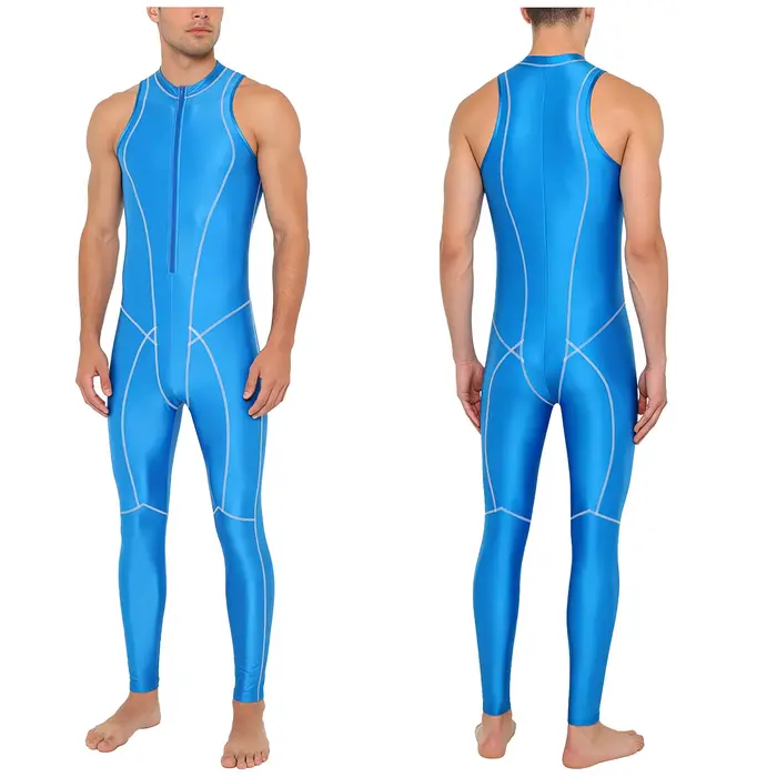 Combinaison de bain sans manches pour homme, anti-UV, brillante, avec fermeture éclair, pour la plag