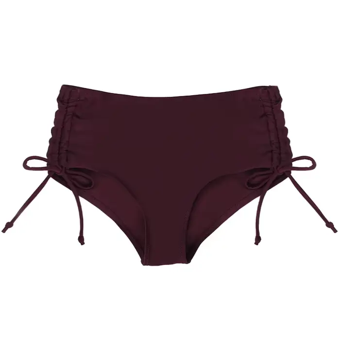 Maillot de bain tanga taille haute pour femmes, bas de Bikini, plage d'été, couleur unie, cordon lat