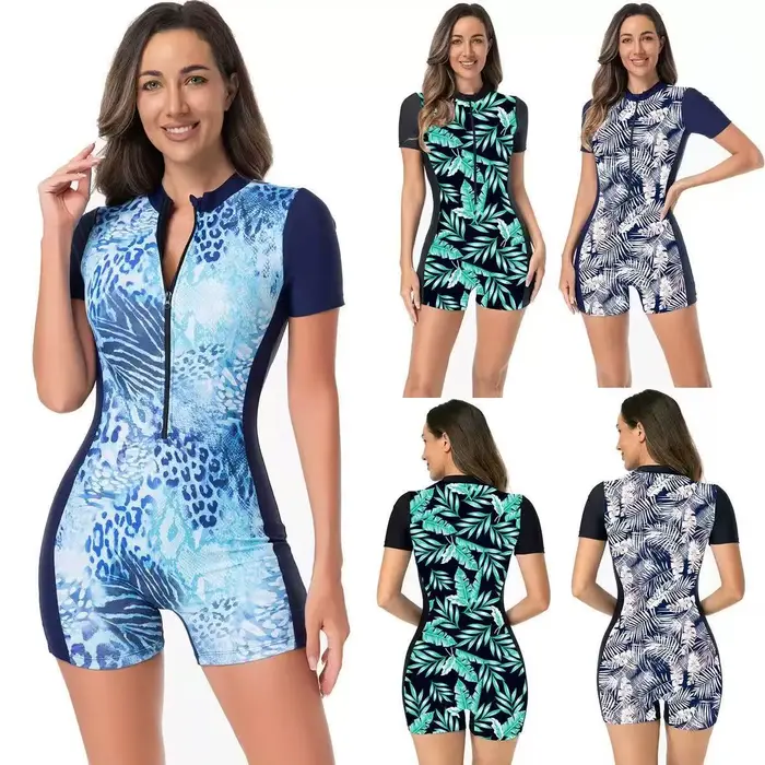 Maillot de bain une pièce imprimé amincissant, combinaison de surf transfrontalière pour femmes, vêtements de natation, séchage rapide, haute élasticité, Polyester