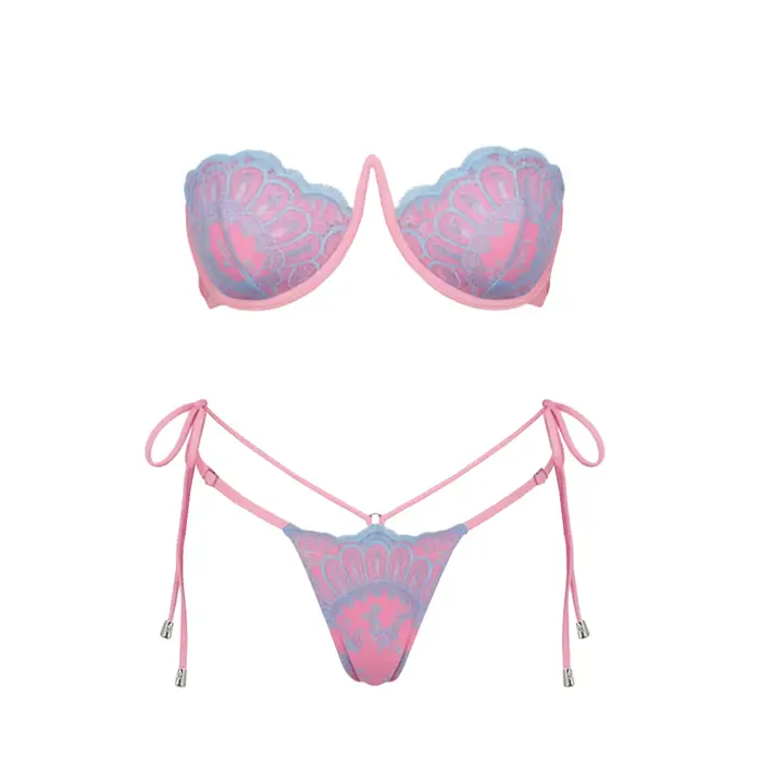 Nouveauté 2026 : Ensemble de maillots de bain 2 pièces push-up en dentelle, style brésilien, sexy po