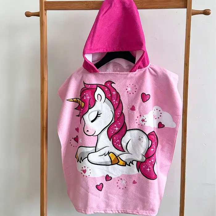 Serviette de bain à capuche pour enfants de 80-130 cm, poncho de plage pour enfants, peignoir pour e