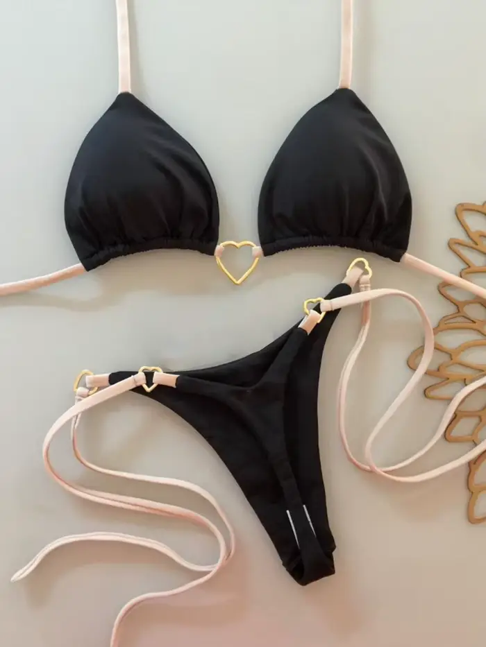 Bikini triangle 2026 pour femme, maillot de bain halter uni, sexy, brésilien, vêtements de bain fémi