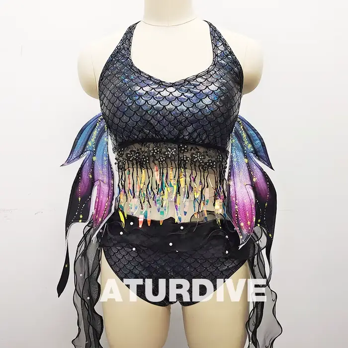 Maillot de bain sirène à paillettes, scintillant, pour le festival de la musique, performance pour a