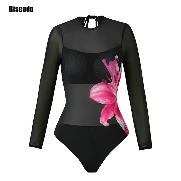 Maillot de bain en maille pour femmes, transparent, Sexy, taille haute, une pièce avec jupe, natatio