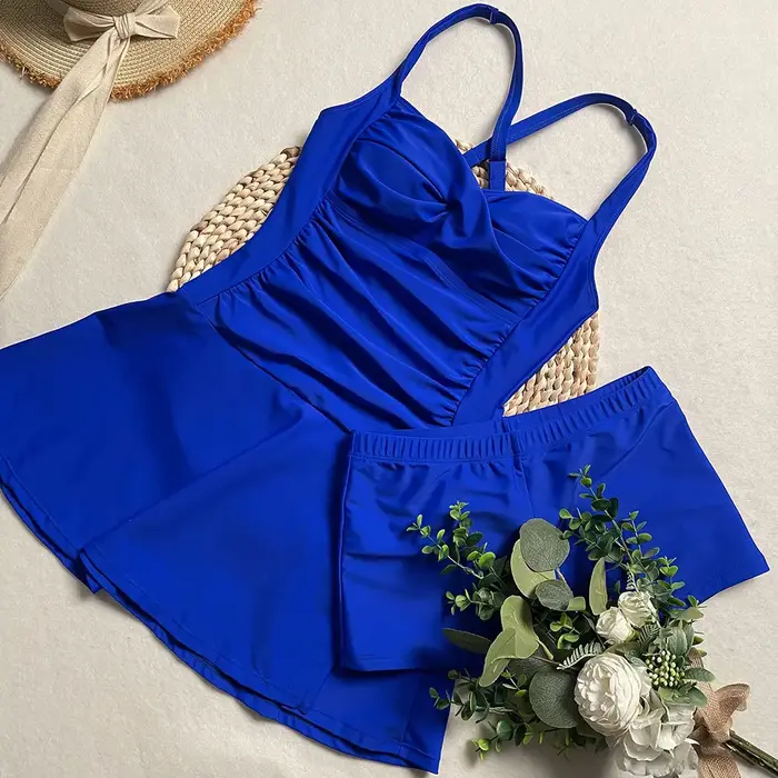 Maillot de bain deux pièces pour femmes, contrôle du ventre, fendu, jupe, maillot de bain, été, mail