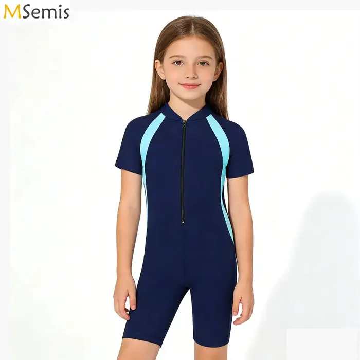 Combinaison de plongée une pièce à manches courtes zippée pour filles