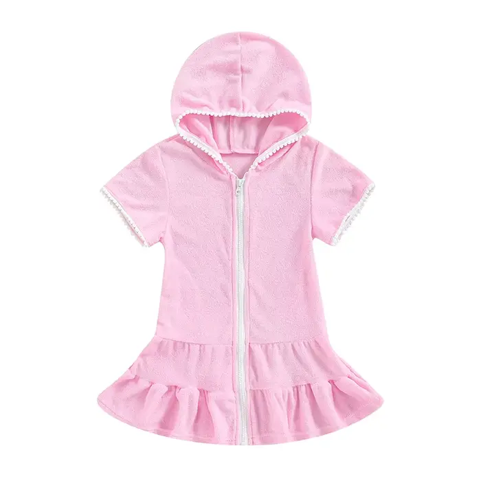 Robe de plage à capuche pour petites filles, Cover-Up pour enfants, maillot de bain, absorbant, en é