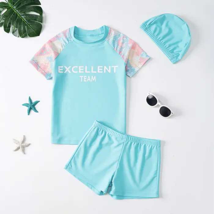 Enfants garçon maillot de bain été enfants conseil Shorts ensembles garçons fendu à manches courtes 