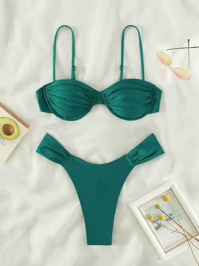 Ensemble de bikinis string unis push-up pour femme 2026