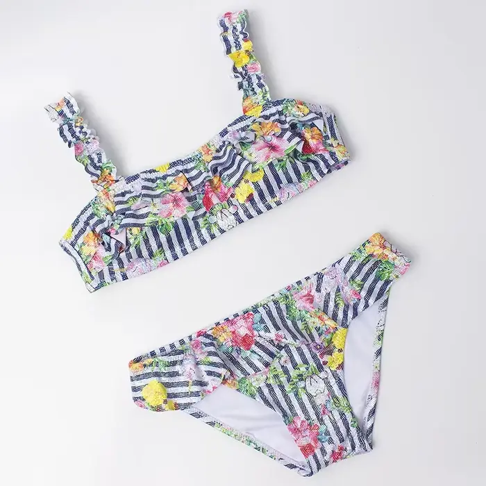 Maillot de bain 2 pièces pour petites filles, imprimé, pour enfants de 3 à 10 ans, vêtements de plag