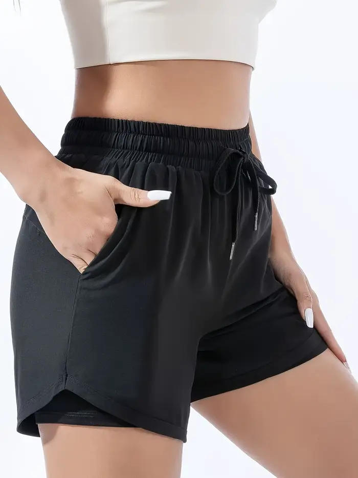 Shorts de sport pour femmes, séchage rapide, taille haute, effet push-up, 2-en-1, pour la course, l'entraînement et le yoga