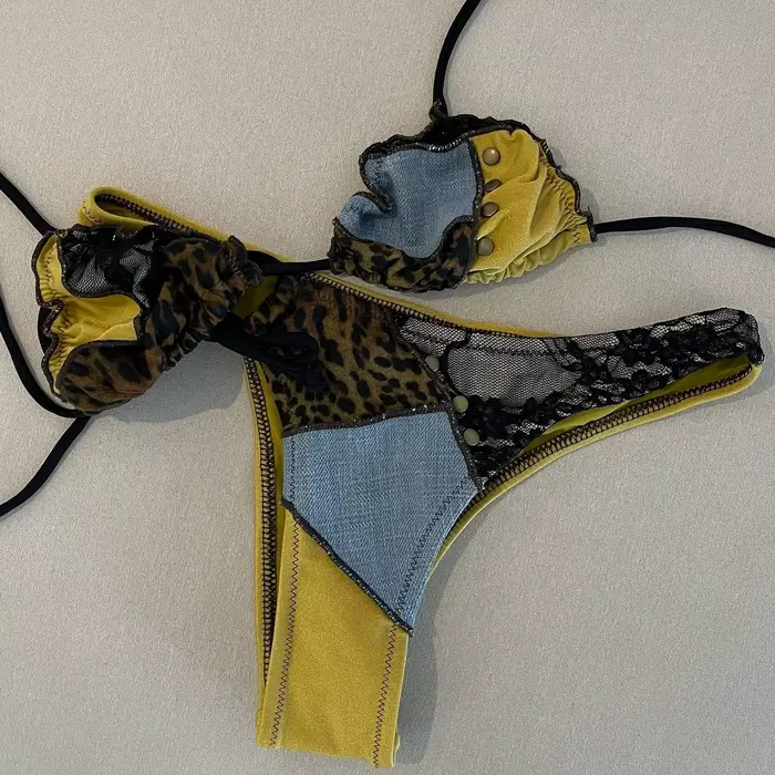 Maillot de bain Sexy col en V Bikini licou maillots