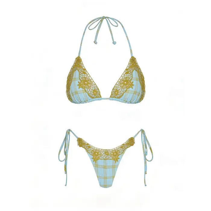 Maillot de bain bikini sexy en dentelle avec jupe, taille haute, coupe brésilienne, pour femme, été