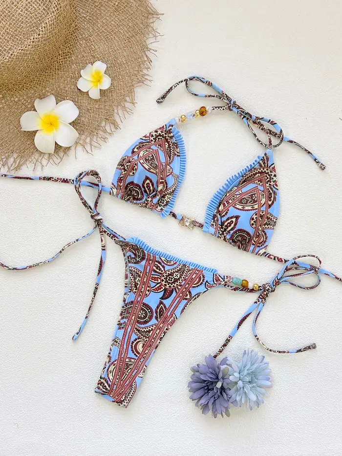 Ensemble de bikini bohème chic tendance 2026 avec motif cachemire unique