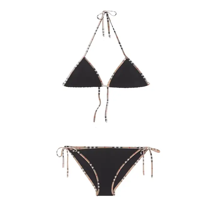 Maillot de bain deux pièces imprimé classique, ensemble deux pièces de luxe, marque de styliste, à l