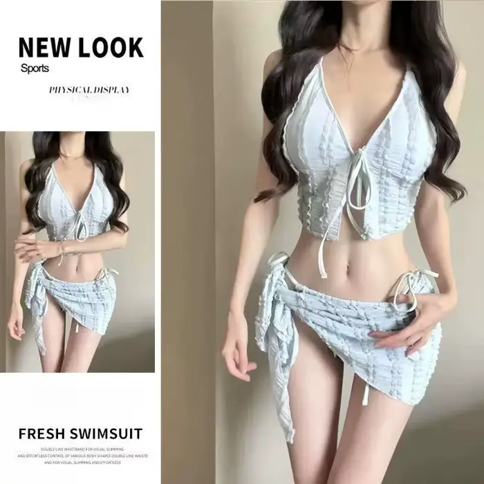Maillot de bain trois pièces sexy et innocent de style japonais pour femme, maillot de bain séparé s