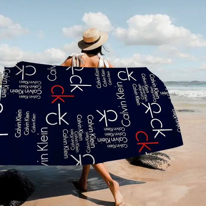 Serviette de plage C-Calvin LOGO K-Klein, serviettes de bain colorées pour filles, microfibre, sécha