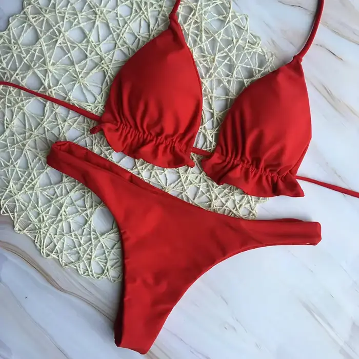 Été brésilien Bikini ensemble femmes Sexy haut bandeau string bas 2 pièces