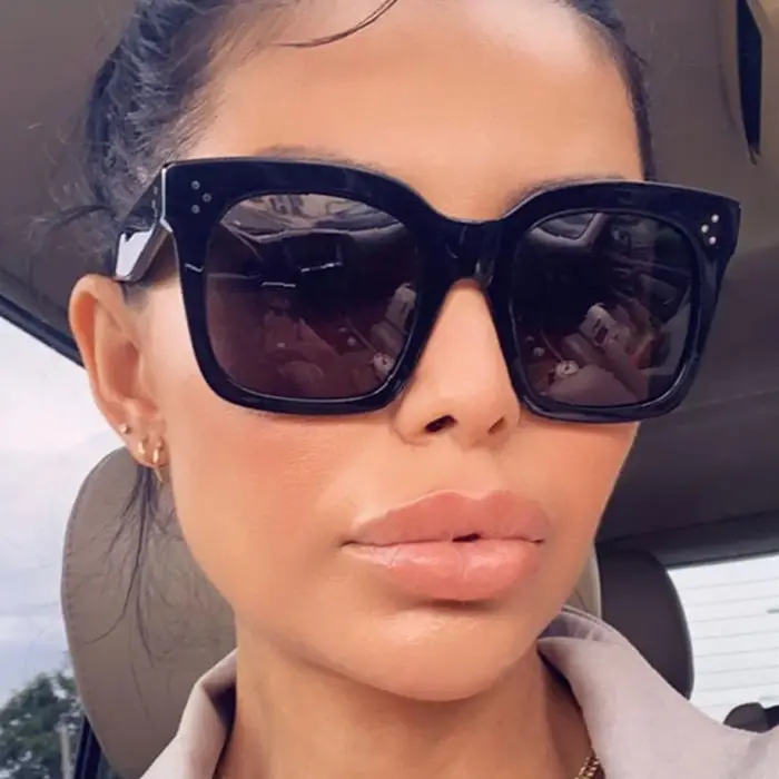 Lunettes de soleil carrées surdimensionnées pour femmes, rétro noires, nuances de conduite, Vintage,