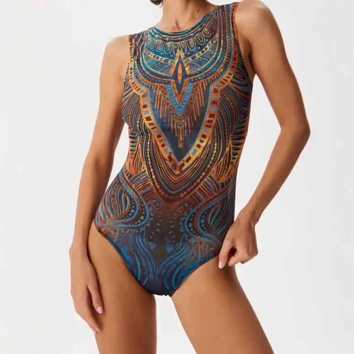 Maillot de bain tatouage sans manches pour femmes