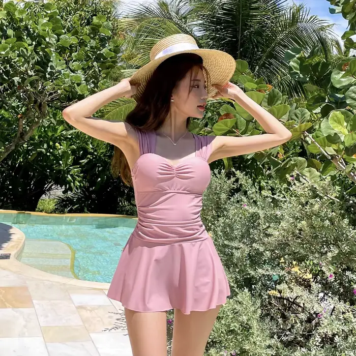 Maillot de bain une pièce rose pour femmes