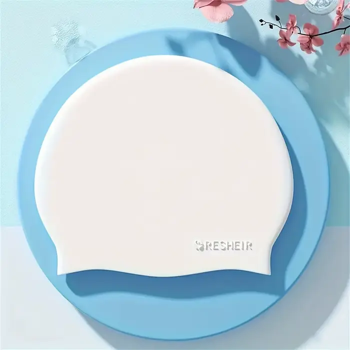 1 bonnet de bain en silicone hautement élastique, imperméable et antidérapant pour femmes, protège les cheveux, couleur blanche