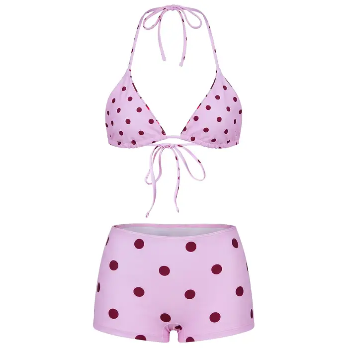 Ensemble 2 pièces pour femmes, haut de bikini à bretelles et short, maillot de bain élégant, imprimé