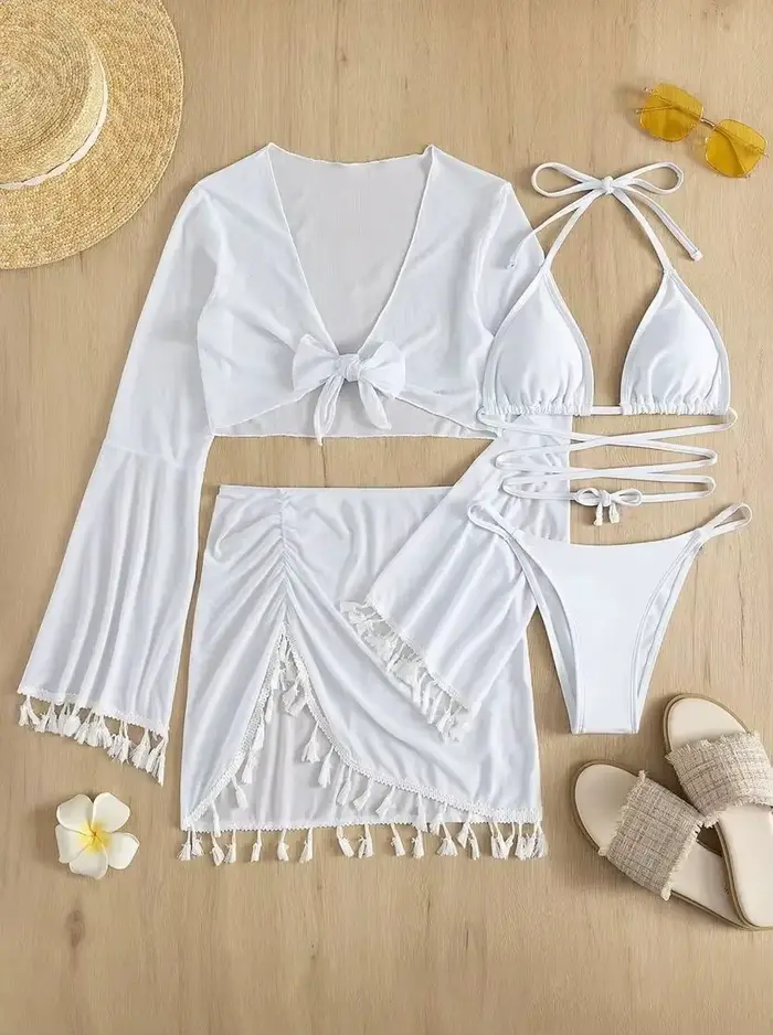 Ensemble de bikini conservateur, Nouveauté de la saison, Vente flash : Maillot de bain quatre pièces