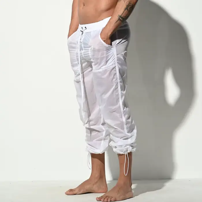 Maillot de bain Transparent pour hommes, Bermuda de plage, pantalon de Surf, en Nylon à séchage rapi