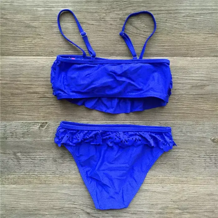 Maillot de bain deux pièces pour filles, bikini, ensemble deux pièces, uni, amissié, tankini, pour enfants et adolescents